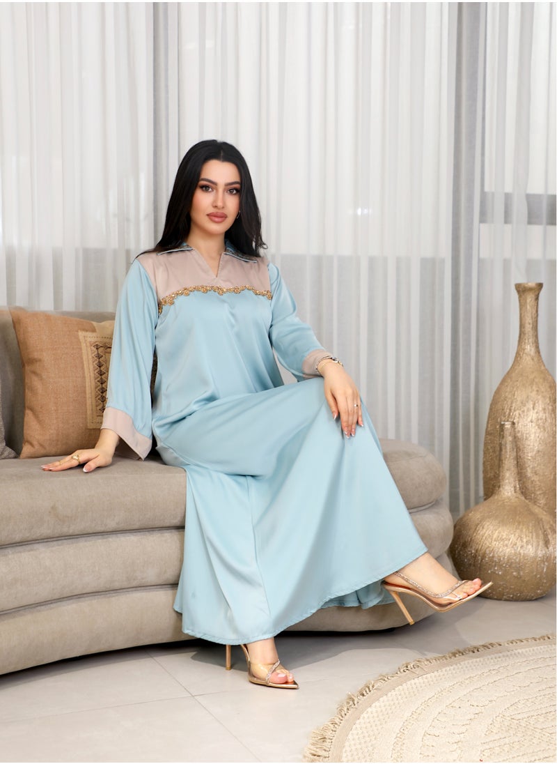 Bint Al Bilad Bintalbilad Saudi Summer Jalabiya for Women New Collection – Lightweight & Breathable Thobe, Abaya & Arabic Dresses for Eid, Weddings & Parties | Embroidered, Modern & Luxury Designs - 4353  - Image 4
