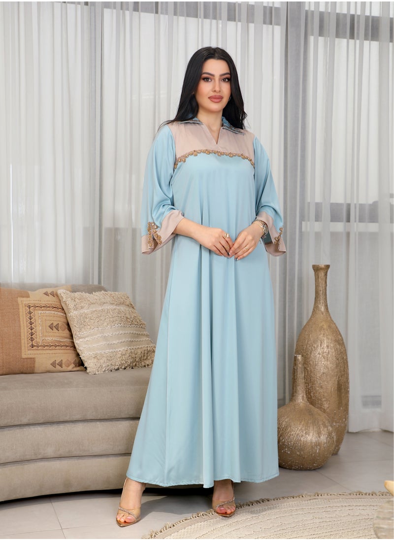 Bint Al Bilad Bintalbilad Saudi Summer Jalabiya for Women New Collection – Lightweight & Breathable Thobe, Abaya & Arabic Dresses for Eid, Weddings & Parties | Embroidered, Modern & Luxury Designs - 4353  - Image 5