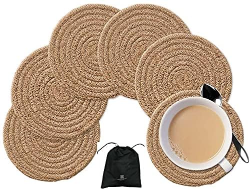 Textile and Beyond Cotton Rope Coaster Set – Washable, Water Absorbent Round Mats for Dining Table, Tea, Coffee & Office Decor (Set of 12) - Image 2