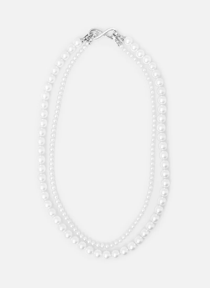 ليتشي قلادة من خيطين من اللؤلؤ