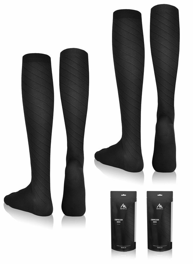 NEWZILL Medical Compression Socks for Women & Men Circulation 20-30 mmHg, Best Support for Running Athletic Cycling Nursing Travel Work and Fitness (XXL Black 2-Pairs) - Image 1