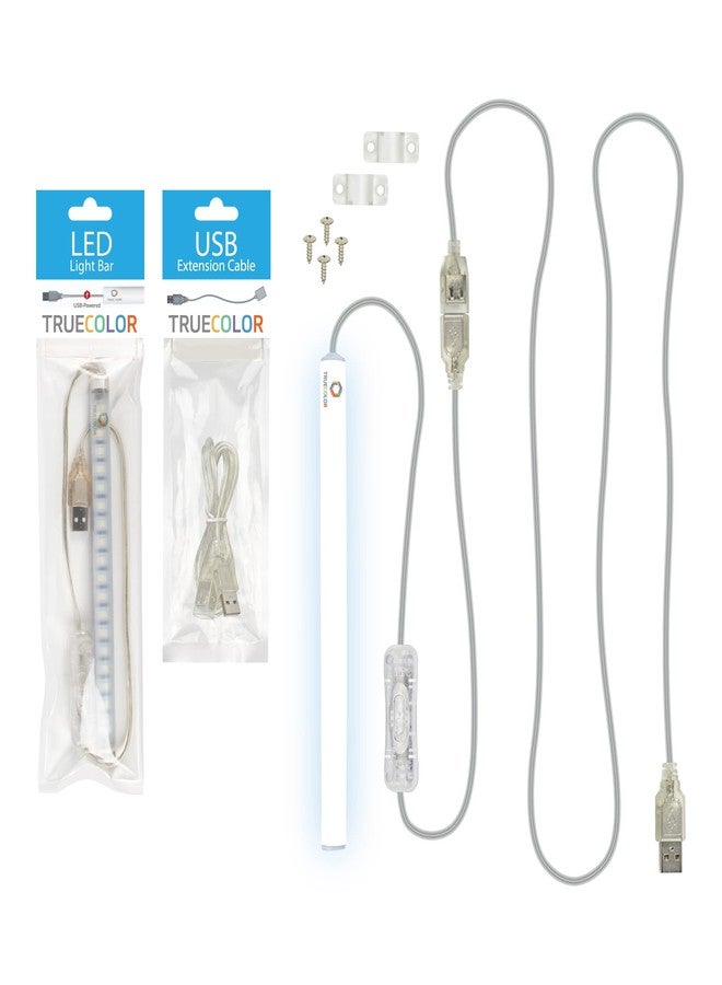 CleanLife TrueColor 8” Semi-Frosted USB-Powered LED Light Bar Kit with 48" USB Extension Cable - Easy-Install LED Bar Light & Extender Cord Bundle - Adhesive & Light Bar Mounting Brackets Included (Daylight) - Image 1