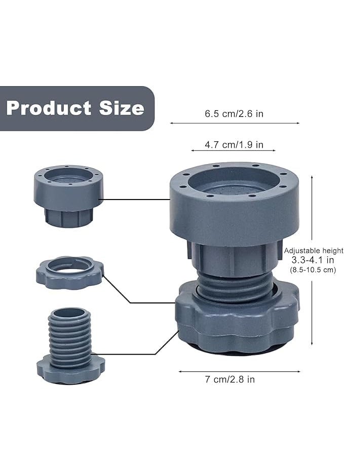 HENGLOBE HENGLOBE Washing Machine Vibration Pads Floor Trays Refrigerator Stand Washing Machine StandHeight Adjustment Feet for Refrigerators Fridge Stands with AntiSlip Rubber 4 Pcs Set  - Image 2