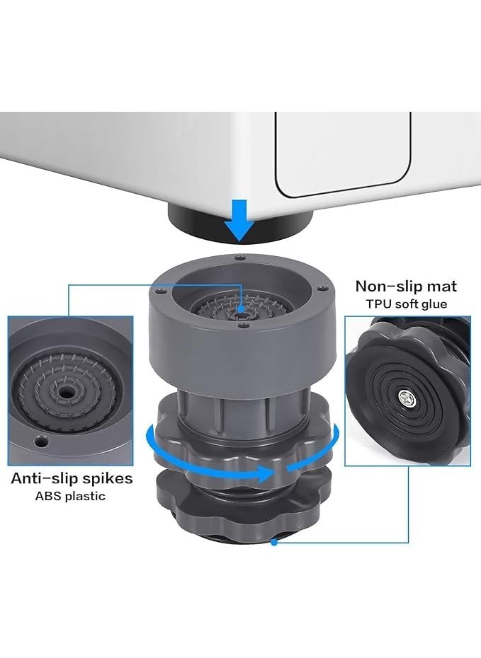 HENGLOBE HENGLOBE Washing Machine Vibration Pads Floor Trays Refrigerator Stand Washing Machine StandHeight Adjustment Feet for Refrigerators Fridge Stands with AntiSlip Rubber 4 Pcs Set  - Image 3