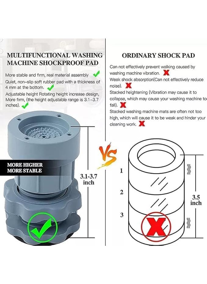 HENGLOBE HENGLOBE Washing Machine Vibration Pads Floor Trays Refrigerator Stand Washing Machine StandHeight Adjustment Feet for Refrigerators Fridge Stands with AntiSlip Rubber 4 Pcs Set  - Image 5