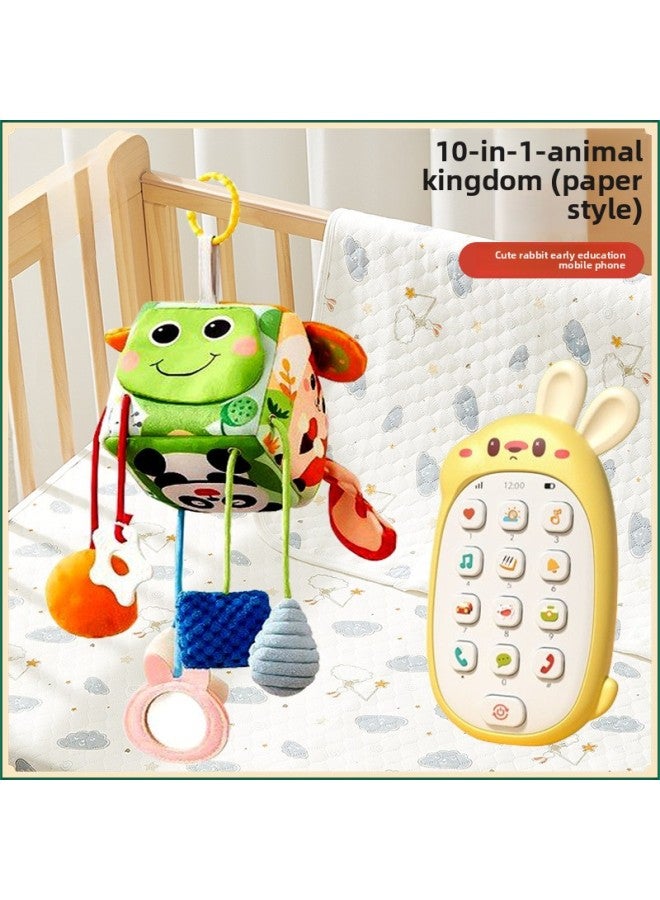 [9041 People Collection] Baby Bed Bell Baby Bedside 0-1-3 Years Old 2 Rattle Bed Pendant Infant Push-Color:[10-in-1] Animal Kingdom + Little Milk Rabbit Early Education Mobile Phone  - Image 1