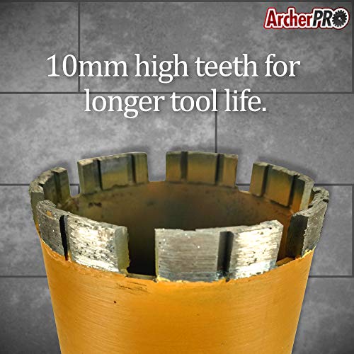 ArcherPro Archer PRO 2” in. Diamond Turbo Core Drill Bit/Hole Saw for Concrete Drilling and Masonry. 14” Drill Depth, 1-1/4” in. -7 Arbor for Core Drill Stand Rig, Dry and Wet Use - Image 5