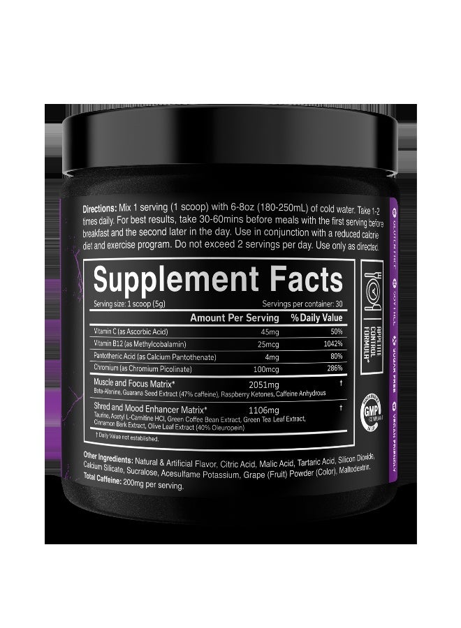 JNX Sports The Ripper! Fat Burner Pre-Workout Dark Grape – 30 Serves Thermogenic Formula + Appetite Suppressant L-Carnitine, Taurine & Raspberry Ketones - Image 3