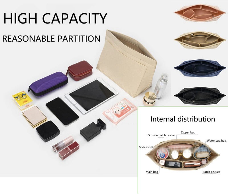 Lckaey Felt Organizer-For Bag Organizer Le Pliage Large Y012-Beige-L - Image 3
