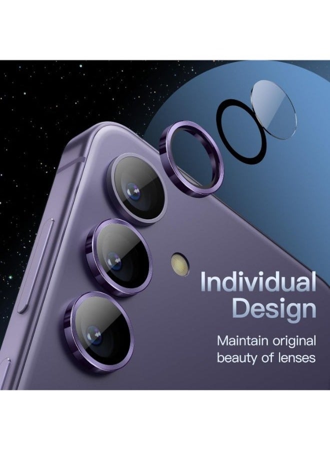 wexon Camera Lens Protector for Samsung Galaxy S24 , 9H Tempered Glass Single Ring Cover, Easy to Install, Clear HD, 1 Set (Purple)  - Image 4
