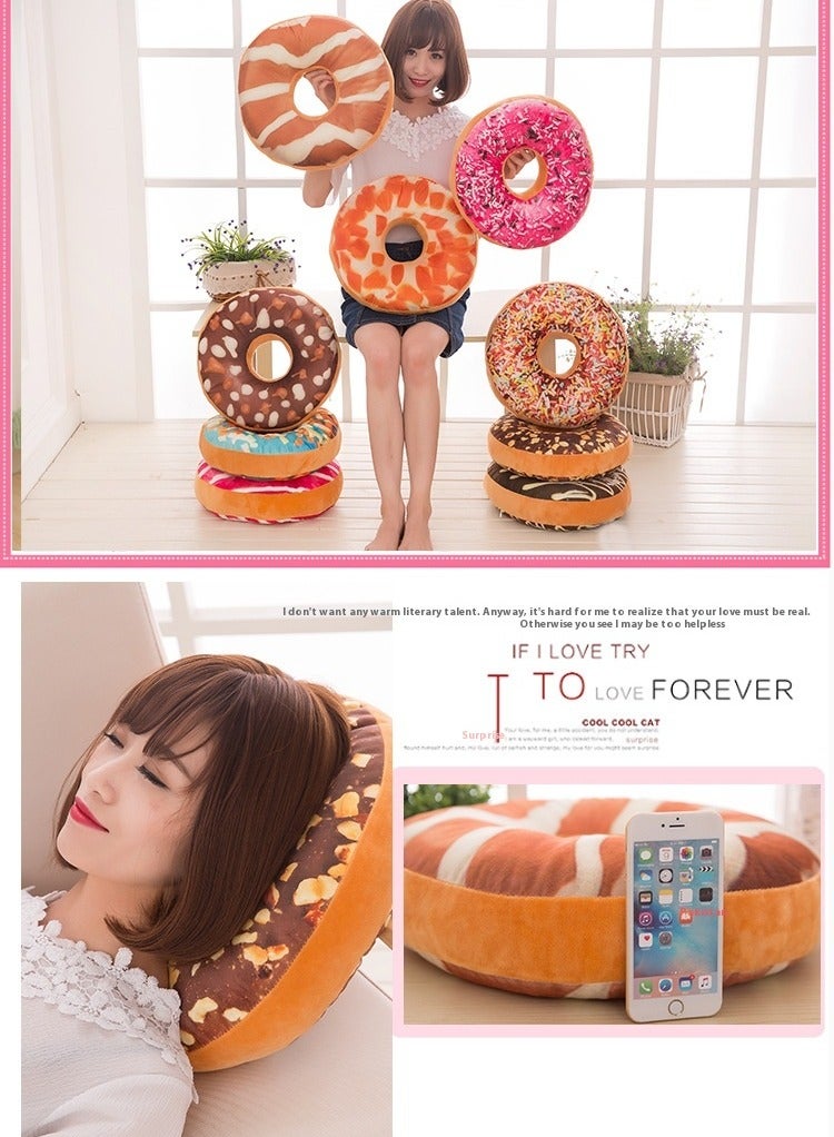 Bluejw Round Doughnut Back Stuffed Cushion Throw Pillow Plush Play Toy Doll For Office Chair Car Seat Diameter: 40cm/15.7 inch - Image 5