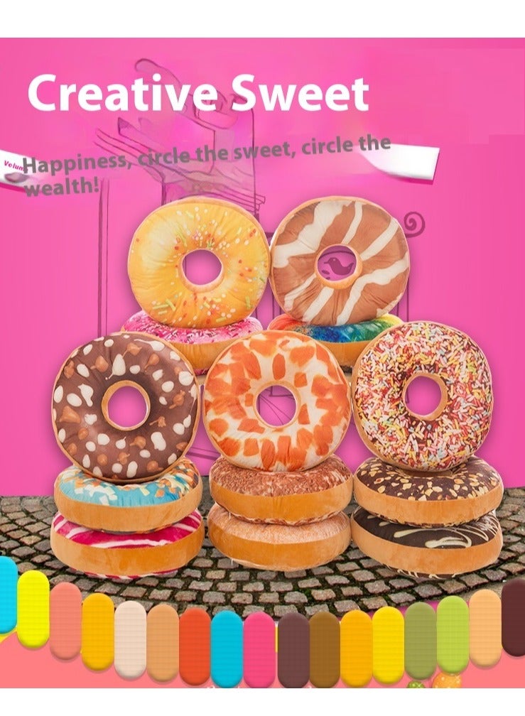 Bluejw Round Doughnut Back Stuffed Cushion Throw Pillow Plush Play Toy Doll For Office Chair Car Seat Diameter: 40cm/15.7 inch - Image 3