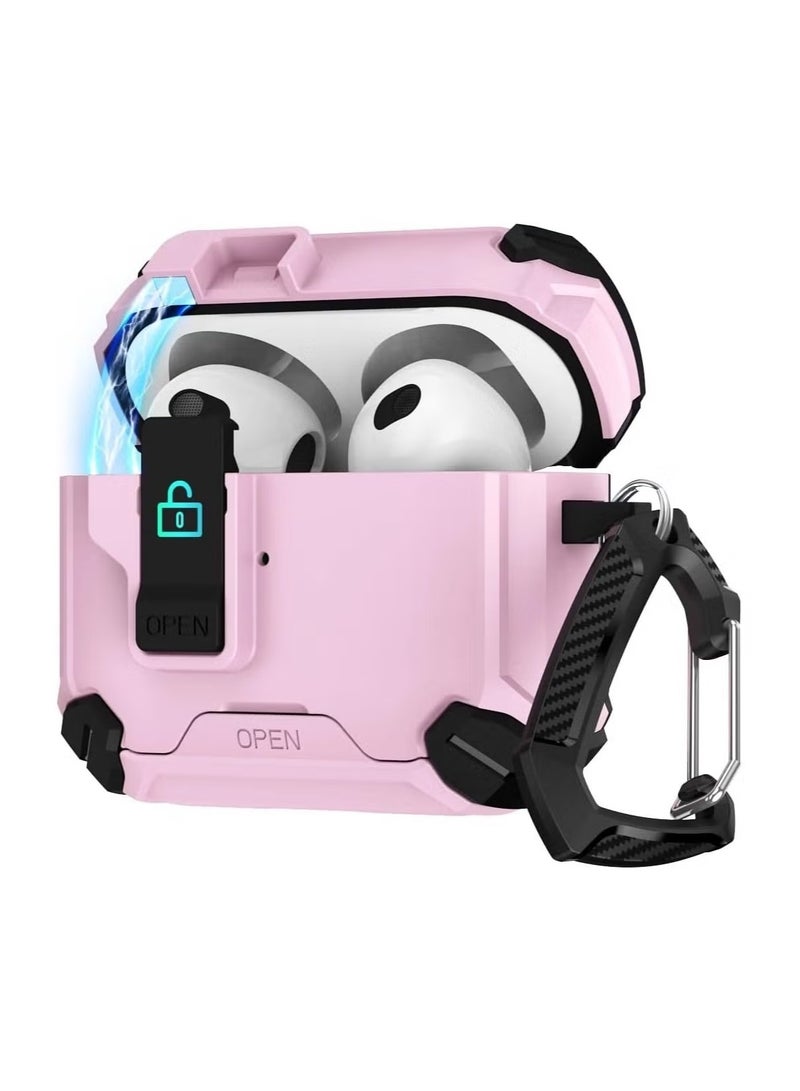 Compatible with  AirPods Pro 2 4th Generation Case Cover, Compatible with, Magnetic Automatic Lock, Charging Port Dust-Proof & Stand Design with Cleaning Kit for  AirPods Pro 2 Case  (Pink /Black)