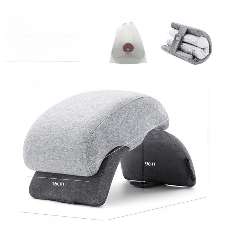 Pillow Folding Nap Pillow for Primary School Students Sleeping Pillow Office Sleeping Artifact Table Children's Lunch Break Pillow Portable(Large Memory Foam C Pillow-Light Grey, Foldable does not take up space) - Image 1