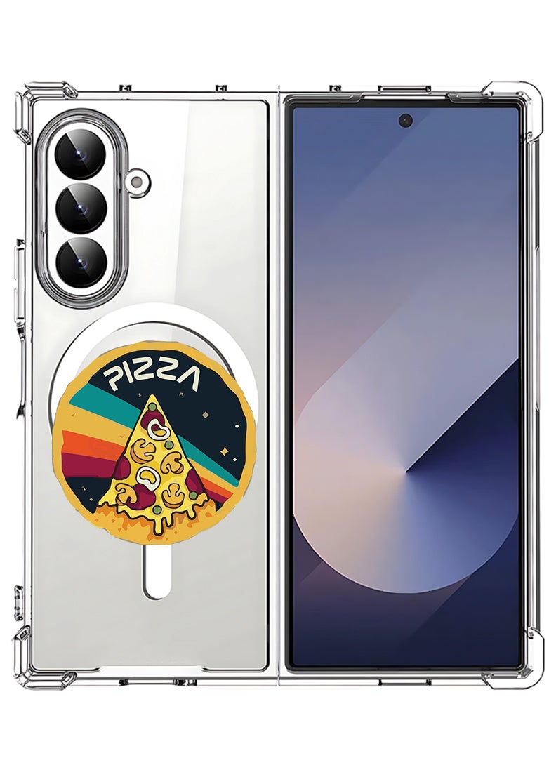 Theodor Magnetic Case for Samsung Galaxy Z Fold 7 Compatible with MagSafe Wireless Charging, Shockproof Phone Bumper Cover Pizza - Image 1