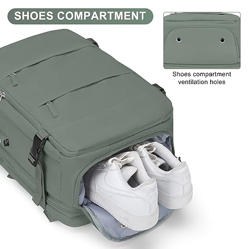 coofay Carry on Backpack Travel Backpack, Olive Green-expandable - Image 5