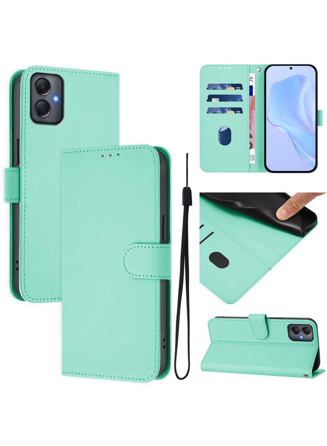 S-TOP Case For Samsung Galaxy A05 4G Global Skin Feel Solid Color Leather Phone Case with Lanyard - Image 1