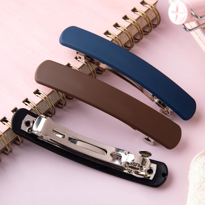 CLENEA 3PCS Hair Barrettes for Women, Matte Medium French Clips for Girls Thin Fine Flat Short Hair Styling Vintage Hair Pins Accessories (Black Navy Brown) - Image 5