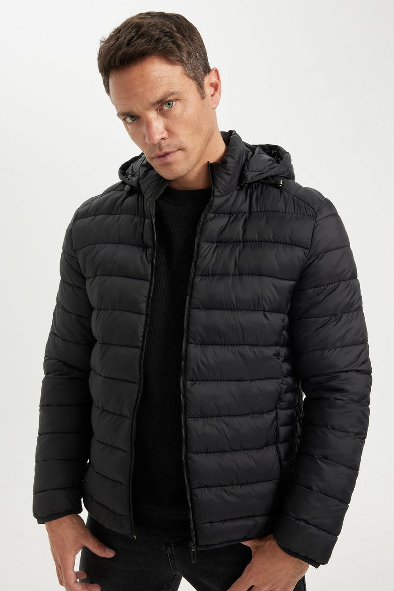 DeFacto Man Waterproof Slim Fit Hooded Zippered Light Puffer Jacket  - Image 1