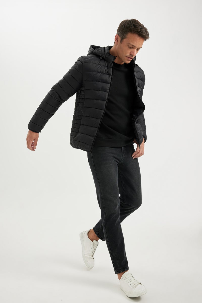 DeFacto Man Waterproof Slim Fit Hooded Zippered Light Puffer Jacket  - Image 3