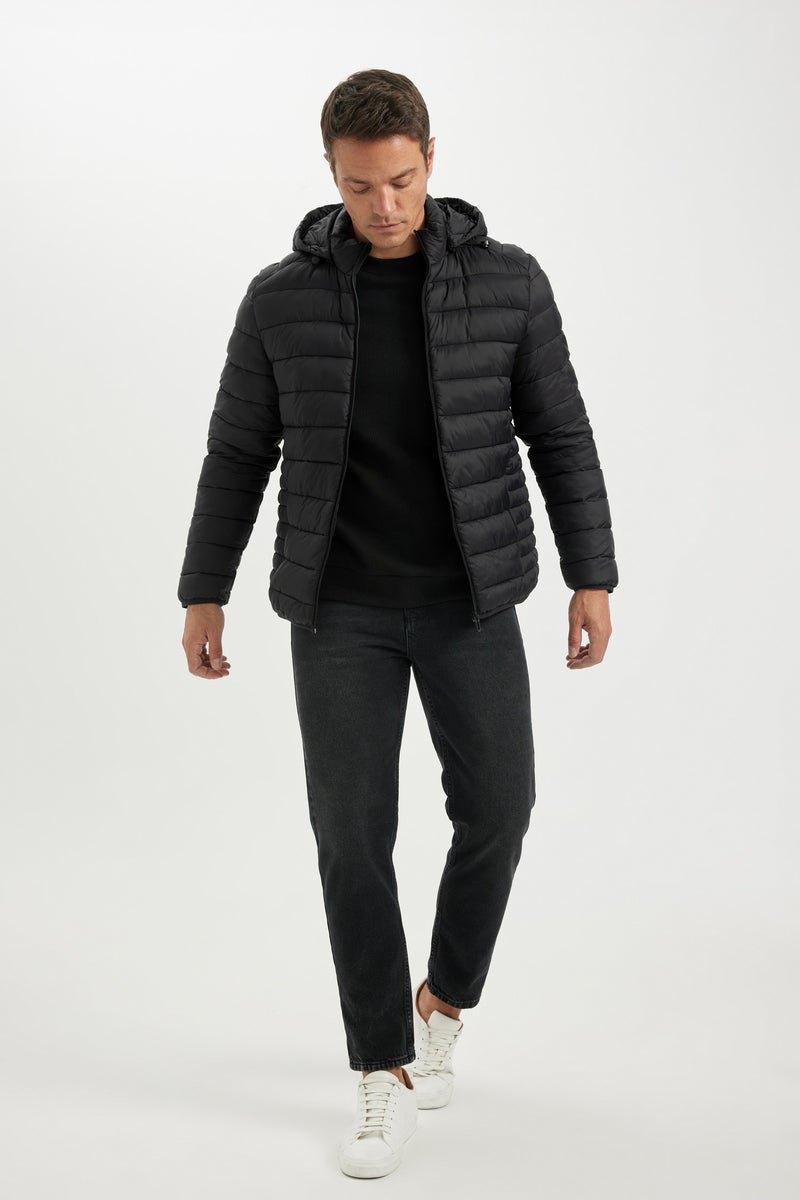 DeFacto Man Waterproof Slim Fit Hooded Zippered Light Puffer Jacket  - Image 4