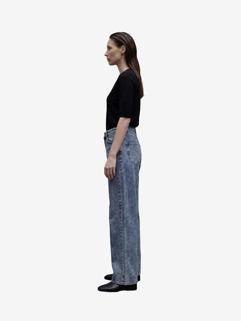 MY FASHION Midnight Blue MY FASHION High Waist Straight Leg Denim Pants for Women | Best Price UAE