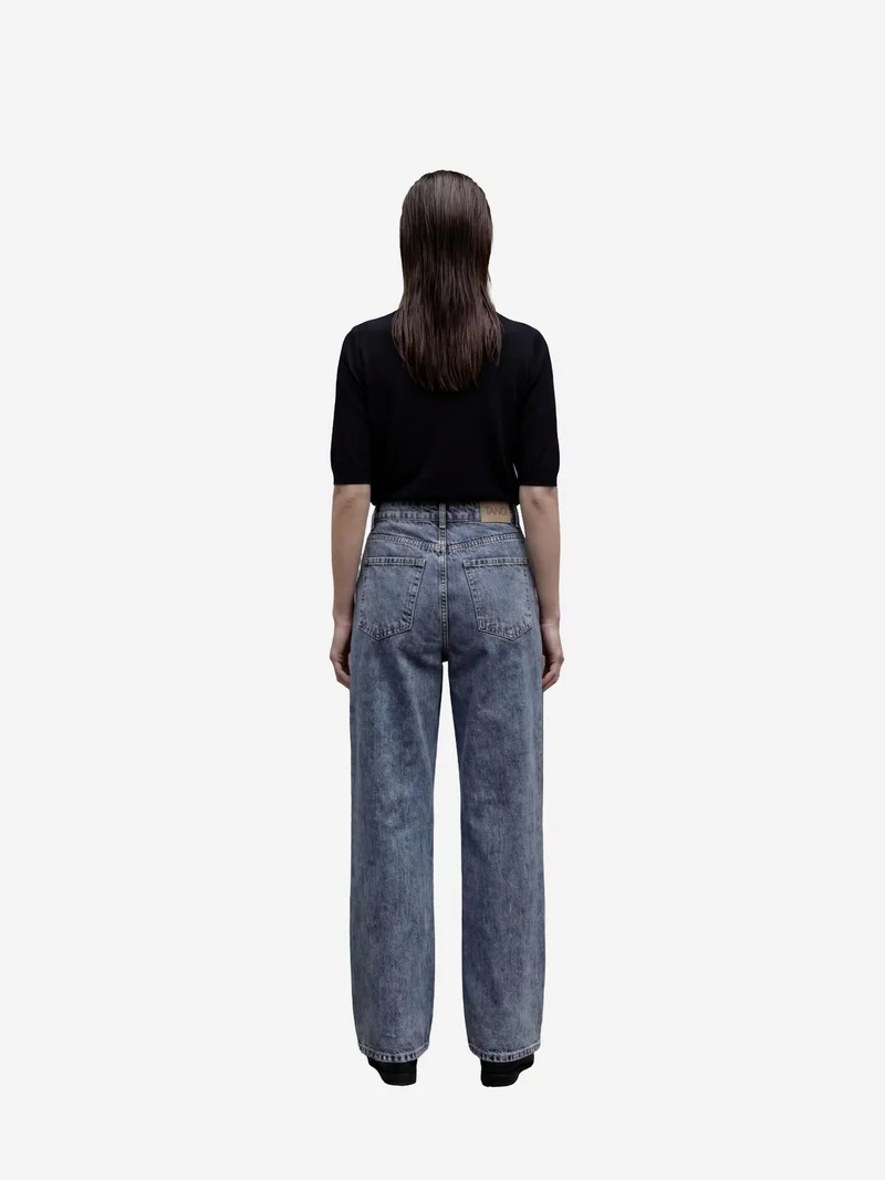 MY FASHION Midnight Blue MY FASHION High Waist Straight Leg Denim Pants for Women | Best Price UAE