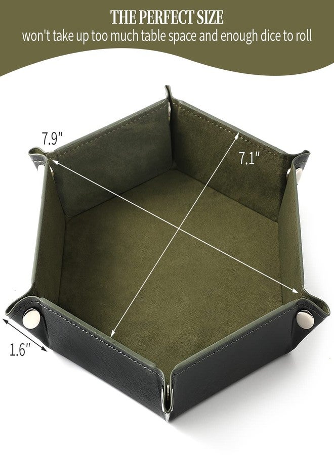 Grajar 2 Pcs Portable Folding Dice Rolling Tray Set for RPG DND Table Games - PU Leather and Velvet Holder Storage Box - RoyalBlue and Green - Image 2