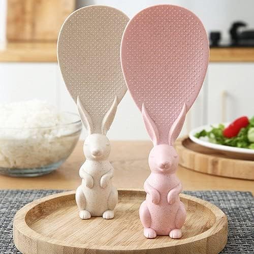 SUNBEET Rabbit Handle Non Stick Silicone Rice Serving Shovel | Kitchen Utensil Rice Spoon | Rice Cooker Shovel Kitchen Tool (Pack of 2, Color: Multi) - Image 1