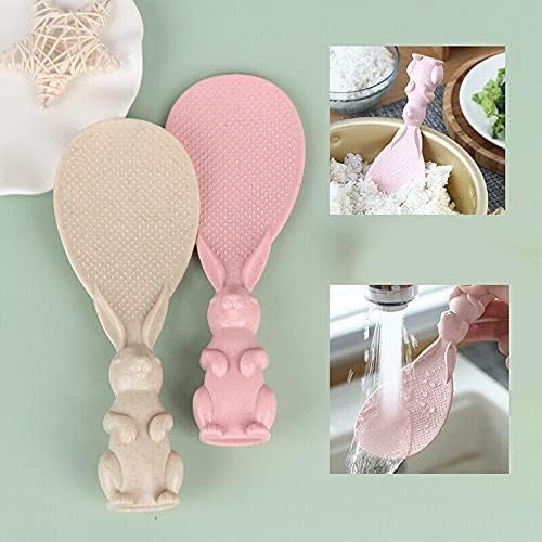 SUNBEET Rabbit Handle Non Stick Silicone Rice Serving Shovel | Kitchen Utensil Rice Spoon | Rice Cooker Shovel Kitchen Tool (Pack of 2, Color: Multi) - Image 4