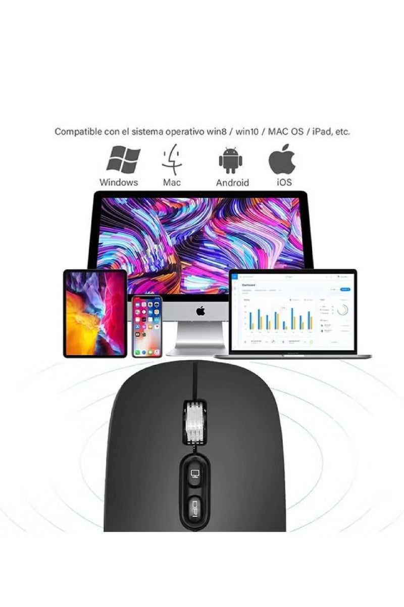 Rock Pow Wireless Mouse Bluetooth Wireless Mouse 2.4G Dual Mode Computer Mouse with USB Receiver for Laptop iPad MacOS PC Windows Android - Image 2