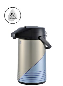 Peacock Vacuum Airpump Flask 3L Capacity, Japan-Made, Stainless Steel Thermal Insulated Beverage Dispenser with Carry Handle  - Image 1