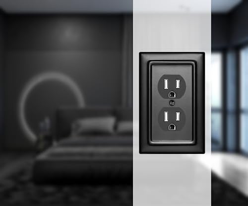 Monarch Abode 1-Gang Duplex Wall Plate, Architectural Metal Decorative Outlet Covers, Electrical Outlet Cover Plates, Matte Black, Pack of 2 - Image 2