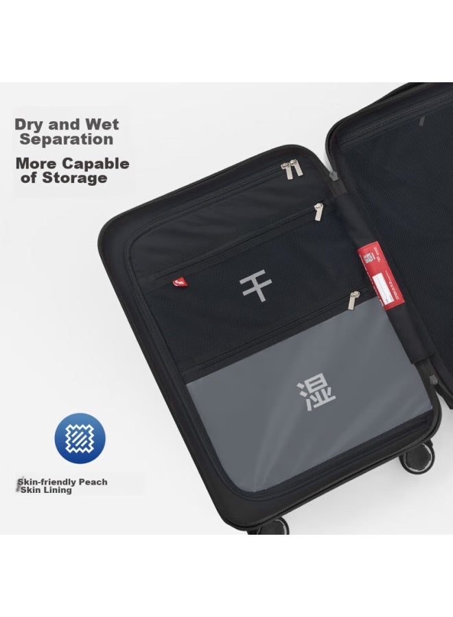 OIWAS Aihua Zheng Xi Yi's Choice] Smooth Sailing Luggage, Men's Trolley Suitcase, Women's 20-inch Travel Case, Carry-on Luggage, Black - Image 4