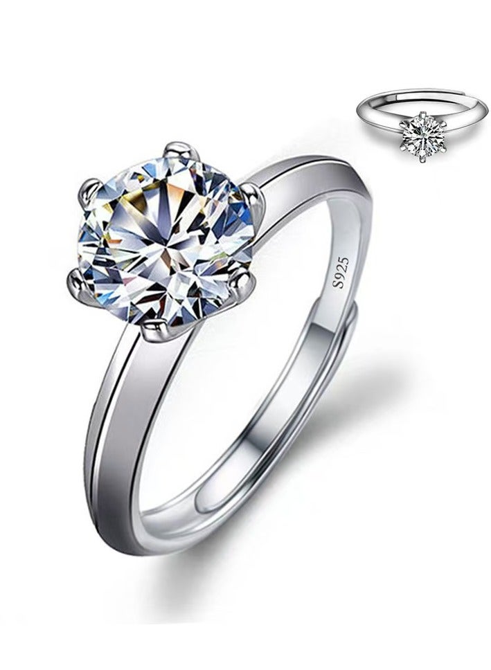 Akali 1 Carat Moissanite Engagement Ring for Women, S925 Sterling Silver Platinum Plated Solitaire Promise Ring with Gift Box – Elegant Jewelry for Proposal, Wedding, or Anniversary Gift - Image 1