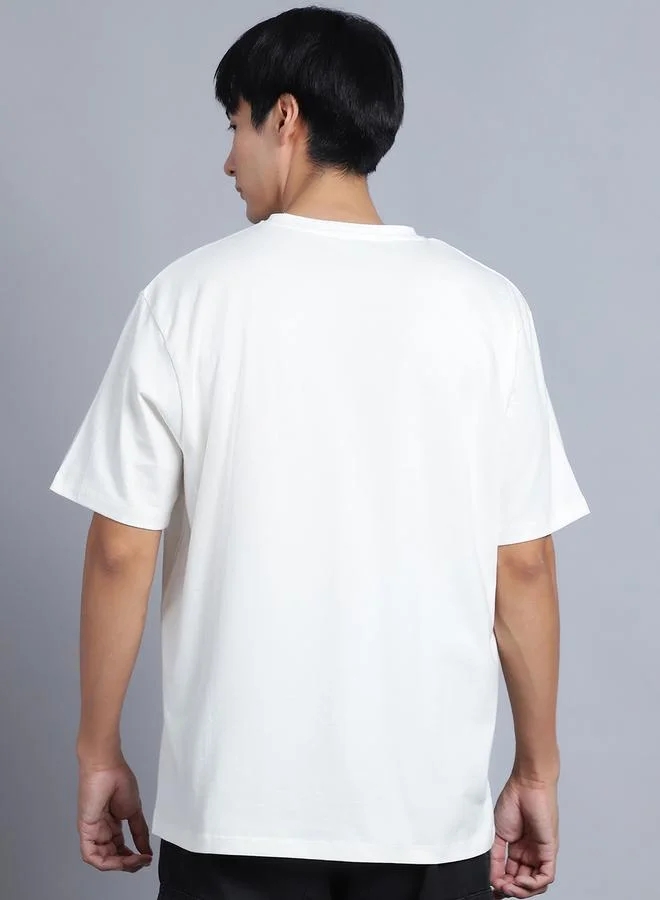 Styli Men Off White Oversized Graphic Print T-Shirt By Door74