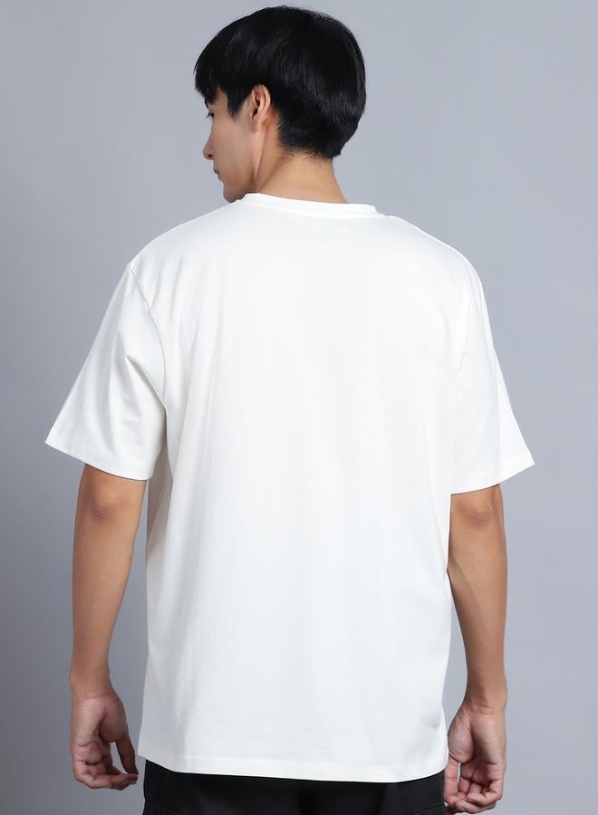 Take Two Men Off White Oversized Graphic Print T-Shirt - Image 2