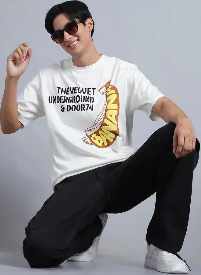 Take Two  Men Off White Oversized Graphic Print T-Shirt for Men | Best Price UAE