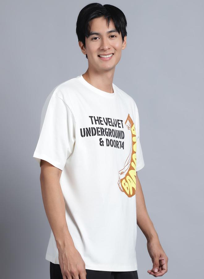 Take Two Men Off White Oversized Graphic Print T-Shirt - Image 4