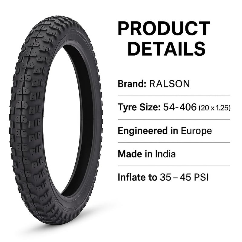 RALSON 20x2.125 Bicycle Tyre | Durable Rubber Mountain Bike Tyre for MTB, City Bicycle, Kids Bikes & E-Bikes – Strong Grip & Smooth Ride - Image 5