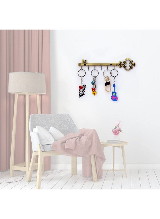 Zeetab Zeetab Royal Key Holder | Rajwadi Key Stand with 6 Hook & Brass Metal Wall Mount Hanger | Home Decor Gift (24x6cm) (Antique)  - Image 4