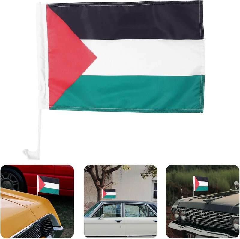 klarako Palestine Flag For Car Window Auto Vehicle Mount Bracket Clip National Country Flag with Flagpole Support Patriotic Sports Event 30 * 45cm - Image 2