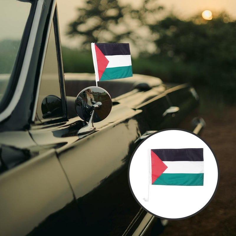 klarako Palestine Flag For Car Window Auto Vehicle Mount Bracket Clip National Country Flag with Flagpole Support Patriotic Sports Event 30 * 45cm - Image 4