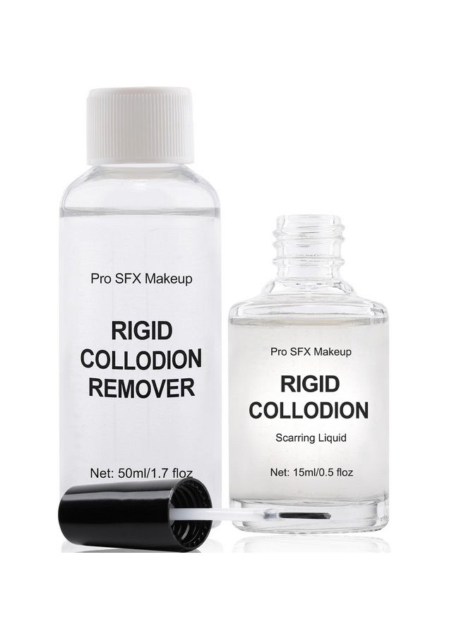 CCbeauty - CCbeauty Halloween Rigid Collodion and Remover Combo Kit(0.5 fl oz + 1.7 fl oz), Scarring Liquid with Brush, Liquid Scar Makeup, Special Effects FX Scar Makeup for Stage Cosplay Costume Film Theatre - Image 1