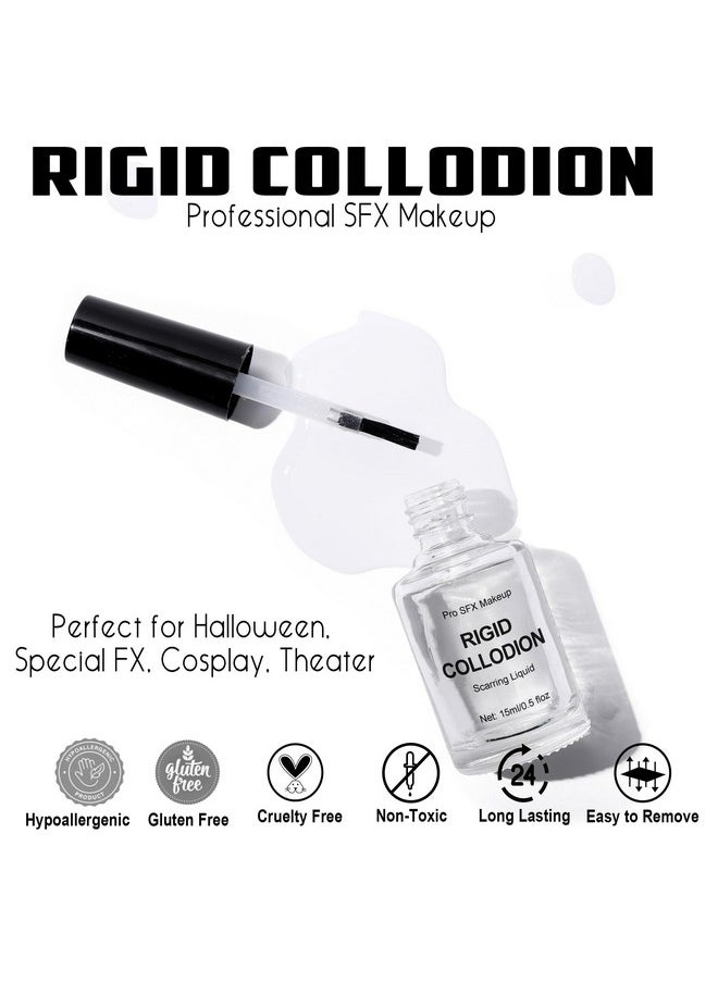 CCbeauty - CCbeauty Halloween Rigid Collodion and Remover Combo Kit(0.5 fl oz + 1.7 fl oz), Scarring Liquid with Brush, Liquid Scar Makeup, Special Effects FX Scar Makeup for Stage Cosplay Costume Film Theatre - Image 1