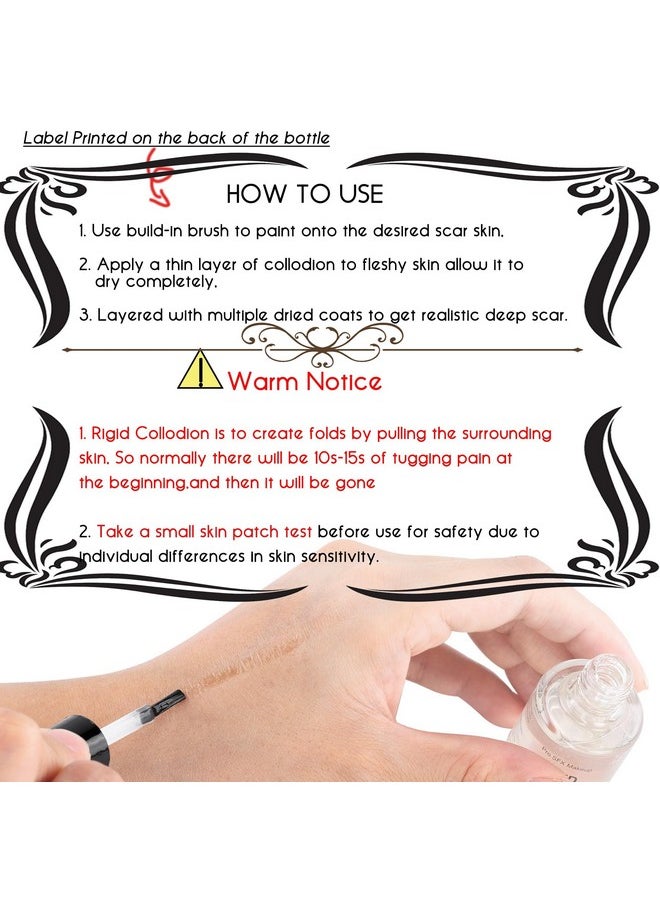 CCbeauty - CCbeauty Halloween Rigid Collodion and Remover Combo Kit(0.5 fl oz + 1.7 fl oz), Scarring Liquid with Brush, Liquid Scar Makeup, Special Effects FX Scar Makeup for Stage Cosplay Costume Film Theatre - Image 1