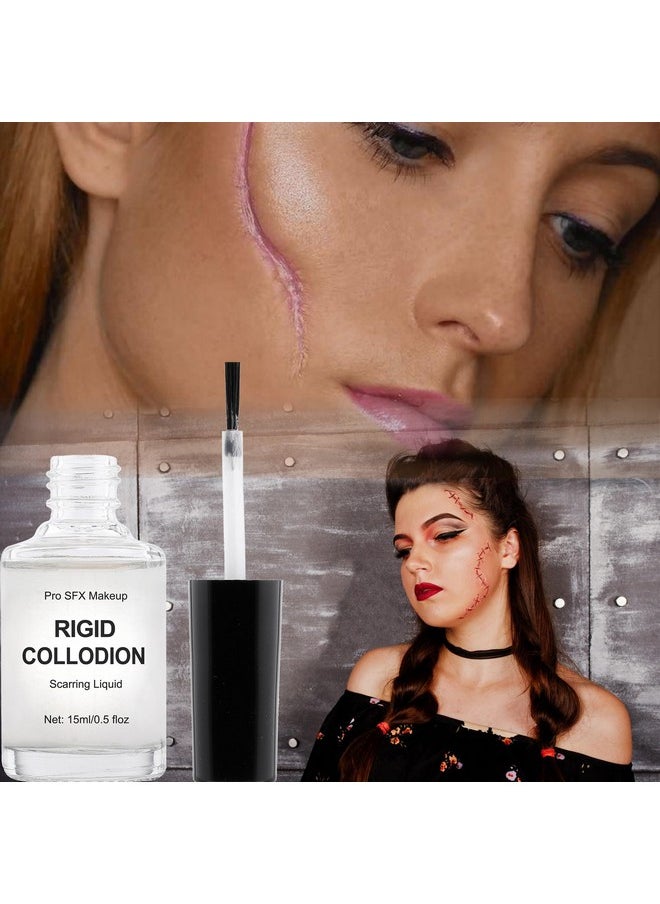 CCbeauty - CCbeauty Halloween Rigid Collodion and Remover Combo Kit(0.5 fl oz + 1.7 fl oz), Scarring Liquid with Brush, Liquid Scar Makeup, Special Effects FX Scar Makeup for Stage Cosplay Costume Film Theatre - Image 1