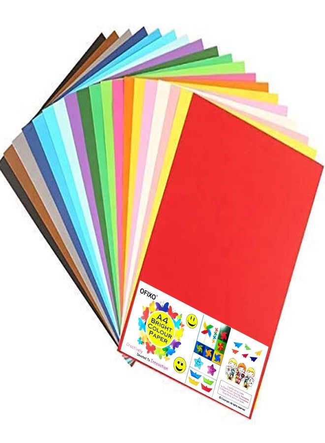 OFIXO A4 Color Paper (150 GSM) Premium Neon Colours Pack of 20 Sheets for Art & Craft Work - Image 1