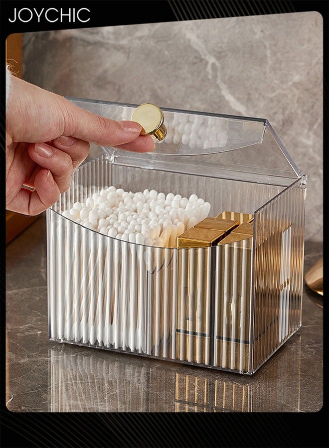 Joychic حامل تخزين شفاف لمستحضرات التجميل للنساء، صندوق تخزين مضاد للغبار لفرش المكياج مع غطاء وأقسام - Image 2