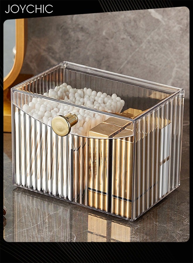 Joychic حامل تخزين شفاف لمستحضرات التجميل للنساء، صندوق تخزين مضاد للغبار لفرش المكياج مع غطاء وأقسام - Image 3